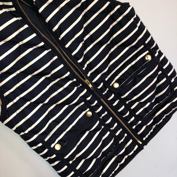 J.Crew Navy/White Striped Puffer Vest - Picture 4 of 10